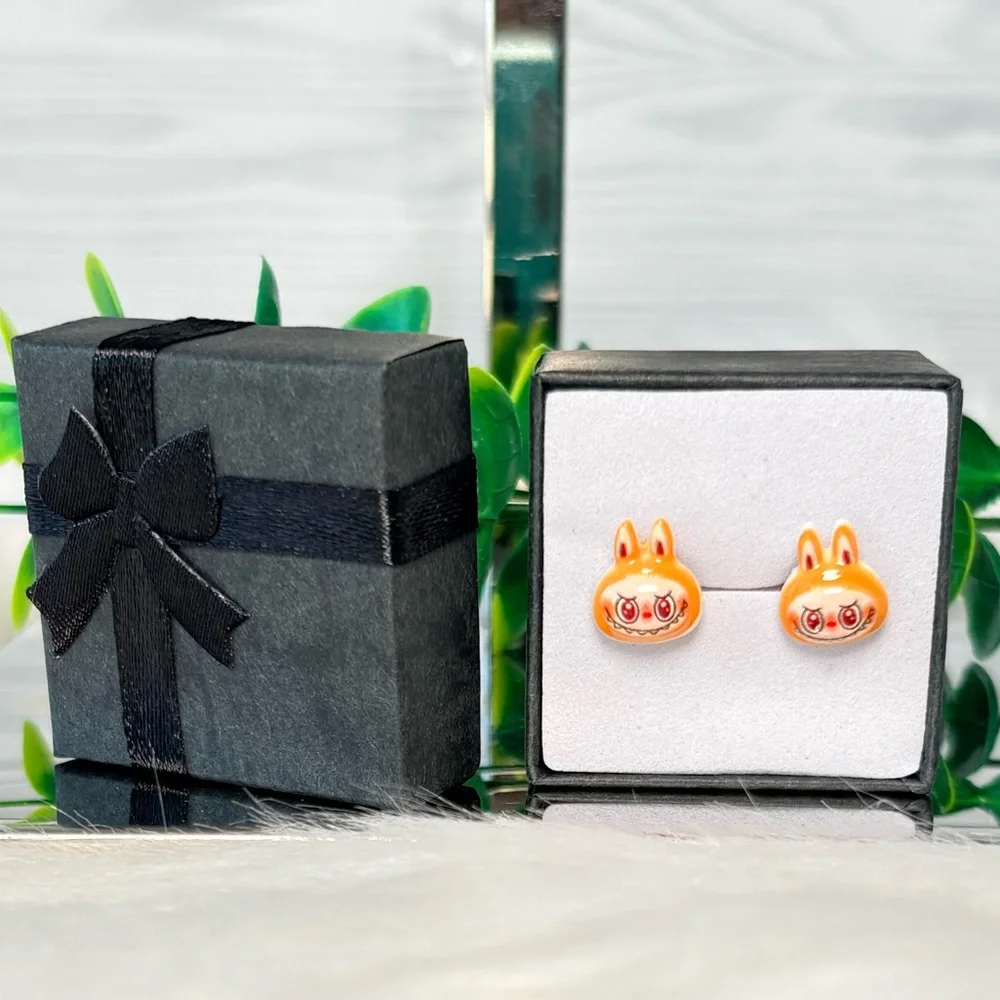 Cute Orange Monster Character Stud‎ Earrings